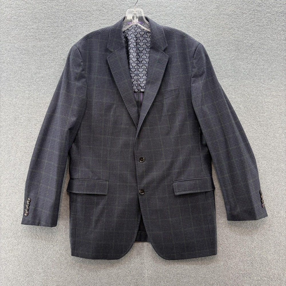 Ted Baker London Endurance Sport Coat Mens 42L Blue Plaid Wool Blazer Canada